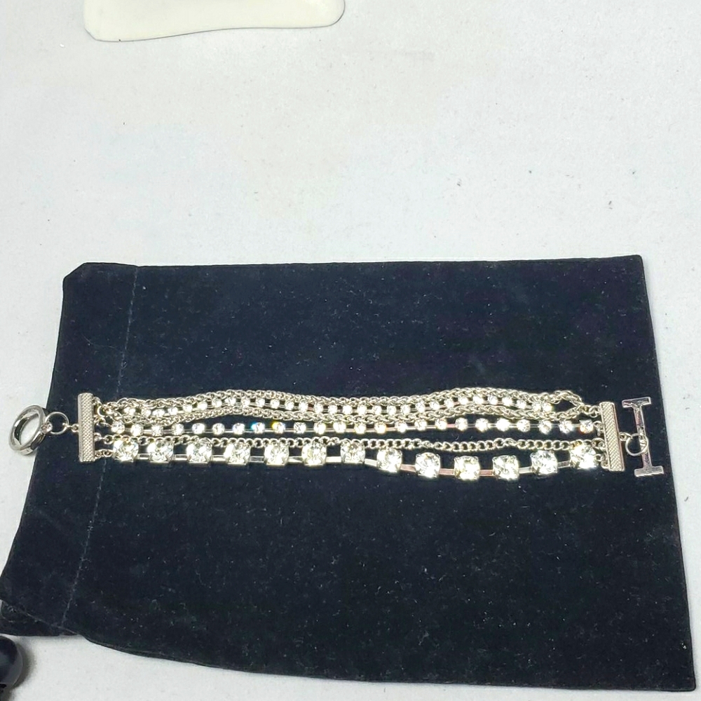 Isaac Mizrahi 4 strand silver rhinestone bracelet